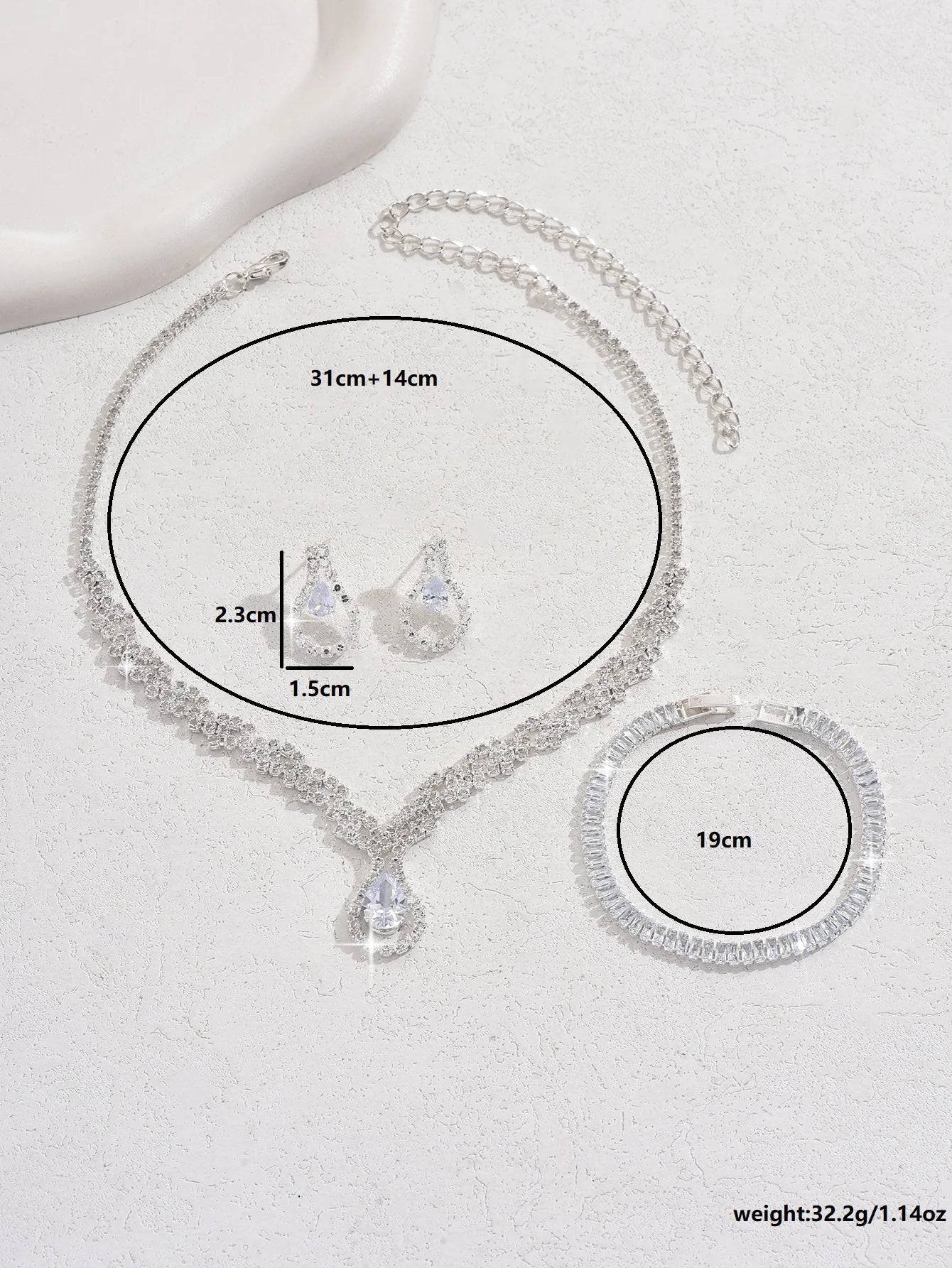 Fashionable design with rhinestone inlaid women's jewelry set, super shiny, sparkling and high-end first jewelry for women