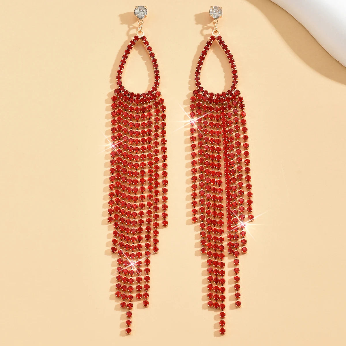 2pcs of women's jewelry rhinestone tassel earrings luxurious fashion accessories for wedding parties👌🌟