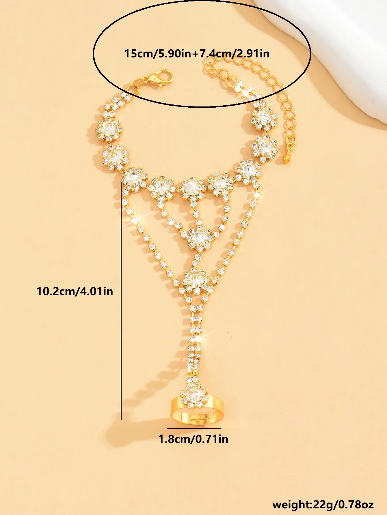 Claw Chain Series Fashion Sunflower Flower Circle Inlaid Diamond Bracelet Party Festival Dress up Gift