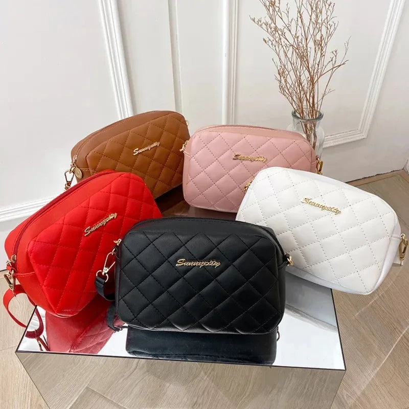 2025 tassel women's small crossbody bag trend diamond grid embroidery camera women's shoulder bag fashion chain crossbody bag