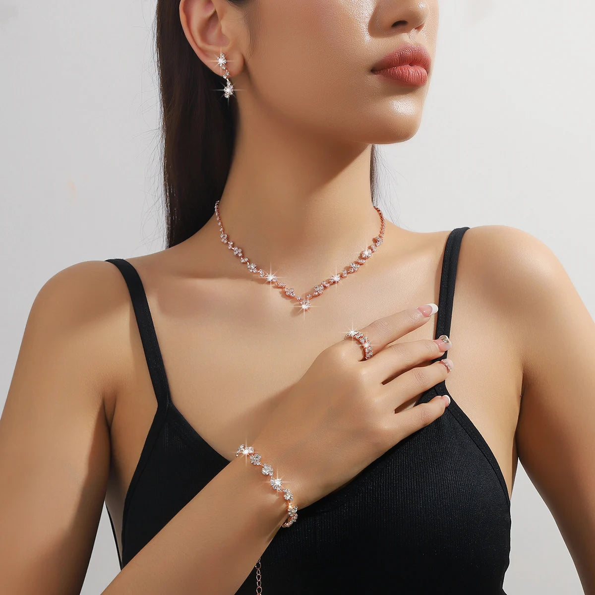 5 pieces of women's minimalist claw chains, earrings, necklaces, bracelets, rings, jewelry sets, banquet parties, holiday gifts