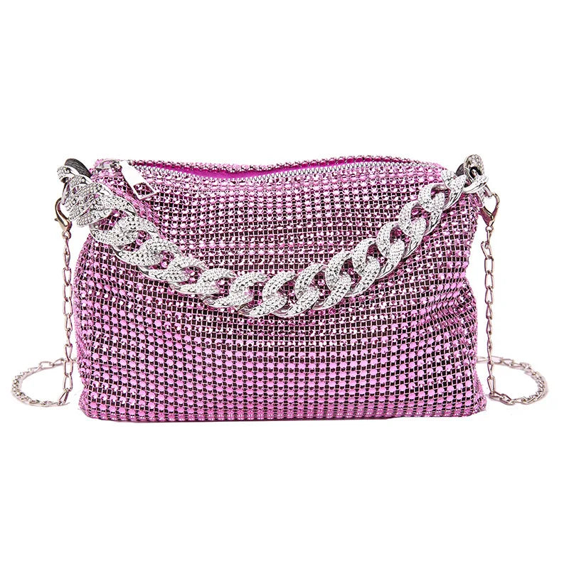 2024 New Bags Popular  Version Handbags Fashion Trend Bright Diamond Messenger Niche