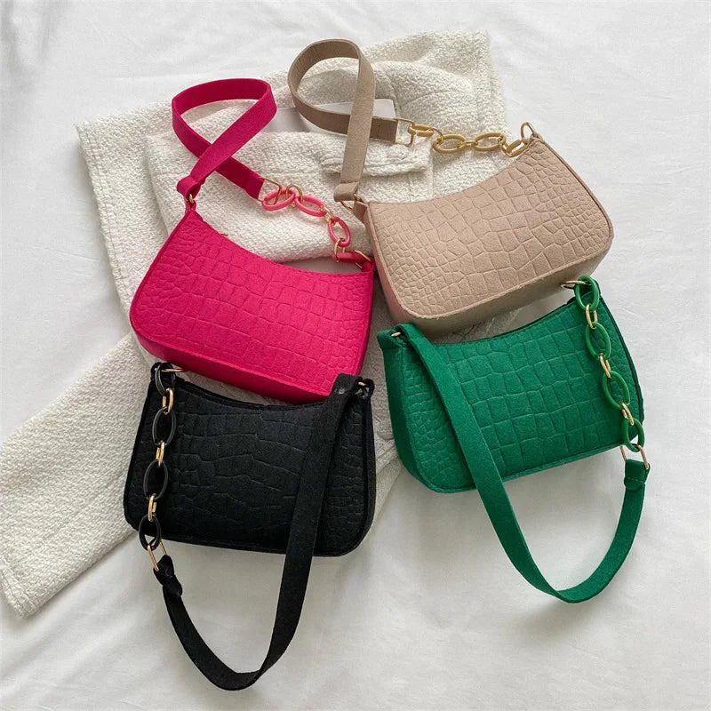 Lady Felt Armpit Design Luxury Tote Released Fashion Ladies Handbag Under Crescent Small Square Bag