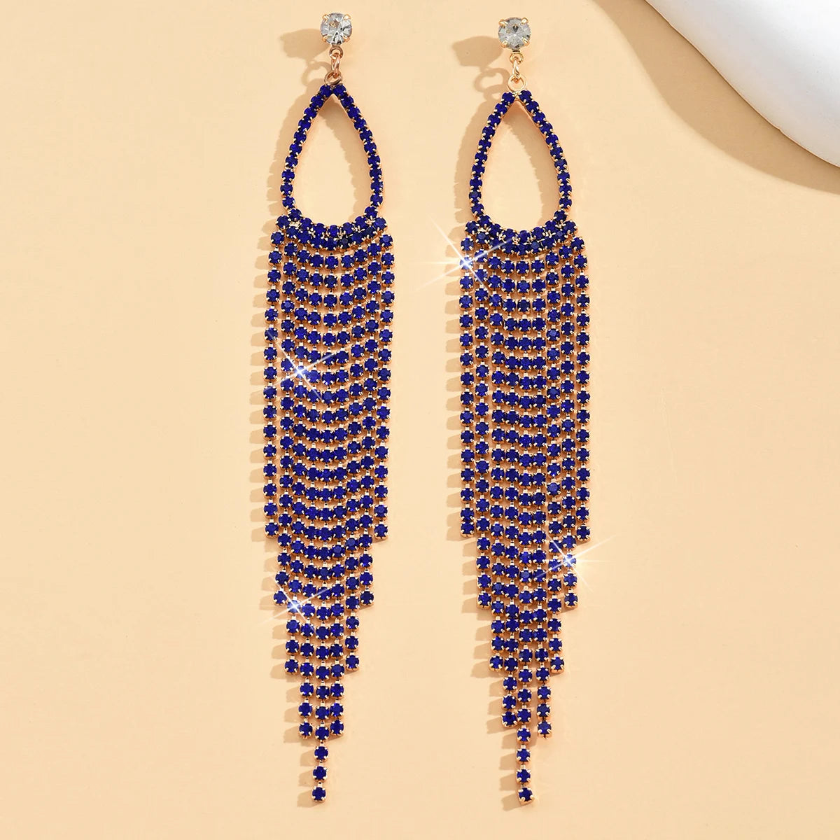 2pcs of women's jewelry rhinestone tassel earrings luxurious fashion accessories for wedding parties👌🌟
