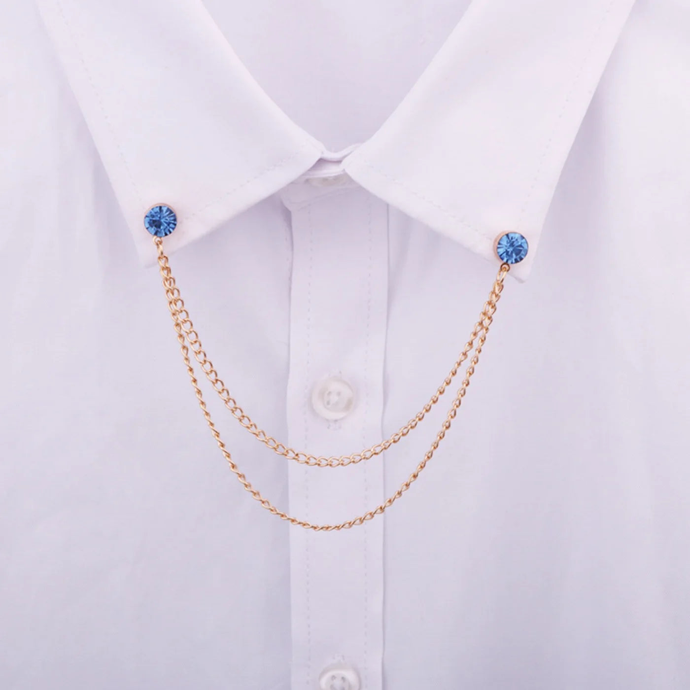 1pc minimalist and fashionable rhinestone tassel double-layer chain men's brooch shirt collar accessory