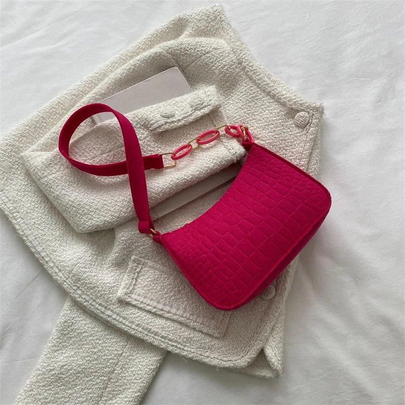 Lady Felt Armpit Design Luxury Tote Released Fashion Ladies Handbag Under Crescent Small Square Bag