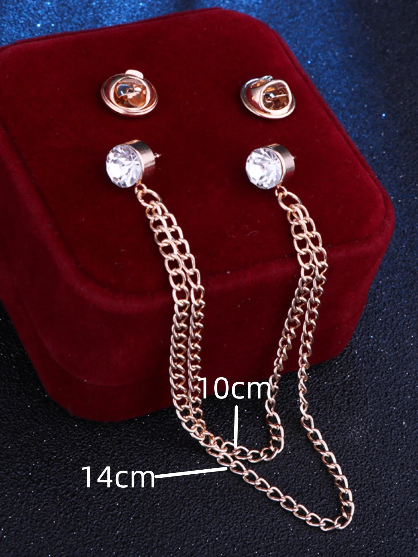 1pc minimalist and fashionable rhinestone tassel double-layer chain men's brooch shirt collar accessory