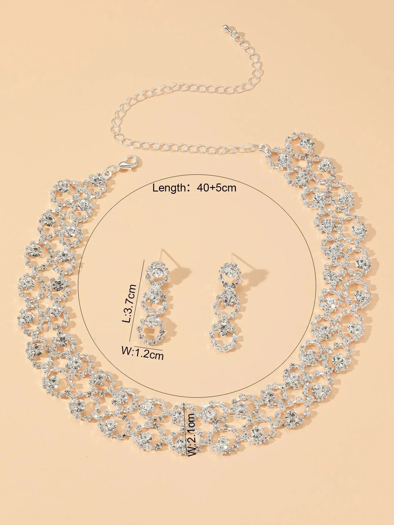 3pcs Women's Jewelry Set Rhinestone Earrings Necklace New Wedding Party Luxury Fashion Accessories