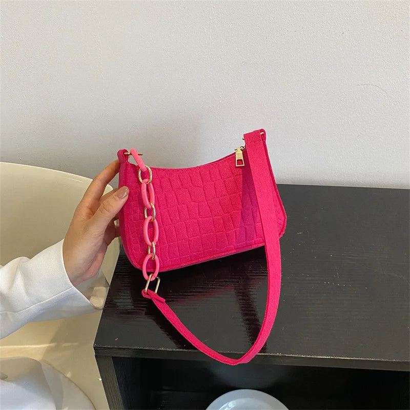 Lady Felt Armpit Design Luxury Tote Released Fashion Ladies Handbag Under Crescent Small Square Bag