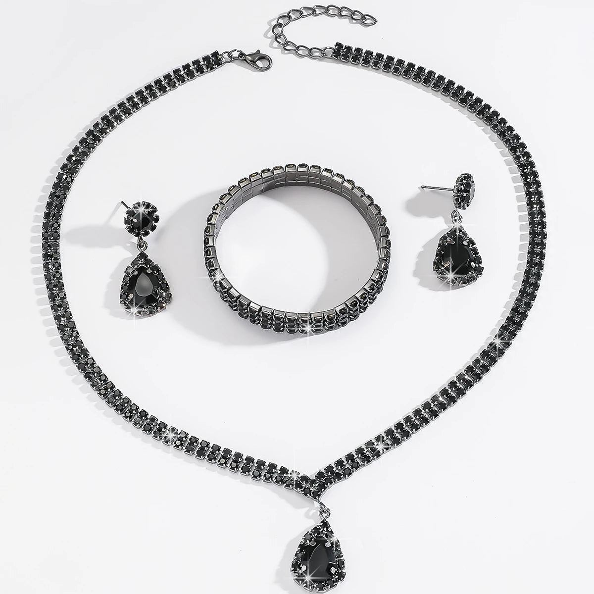New fashionable rhinestone light luxury style, mysterious and elegant, temperament jewelry set for women