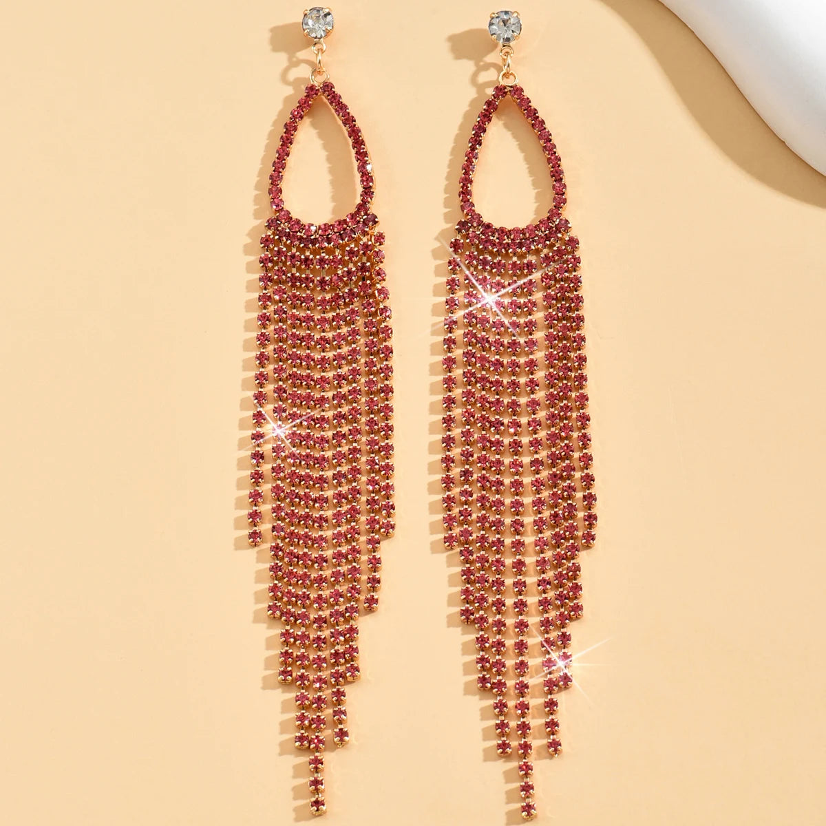 2pcs of women's jewelry rhinestone tassel earrings luxurious fashion accessories for wedding parties👌🌟