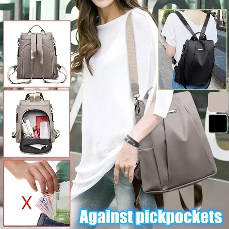 New fashion nylon solid color lightweight waterproof large capacity detachable shoulder strap multi functional women's backpack