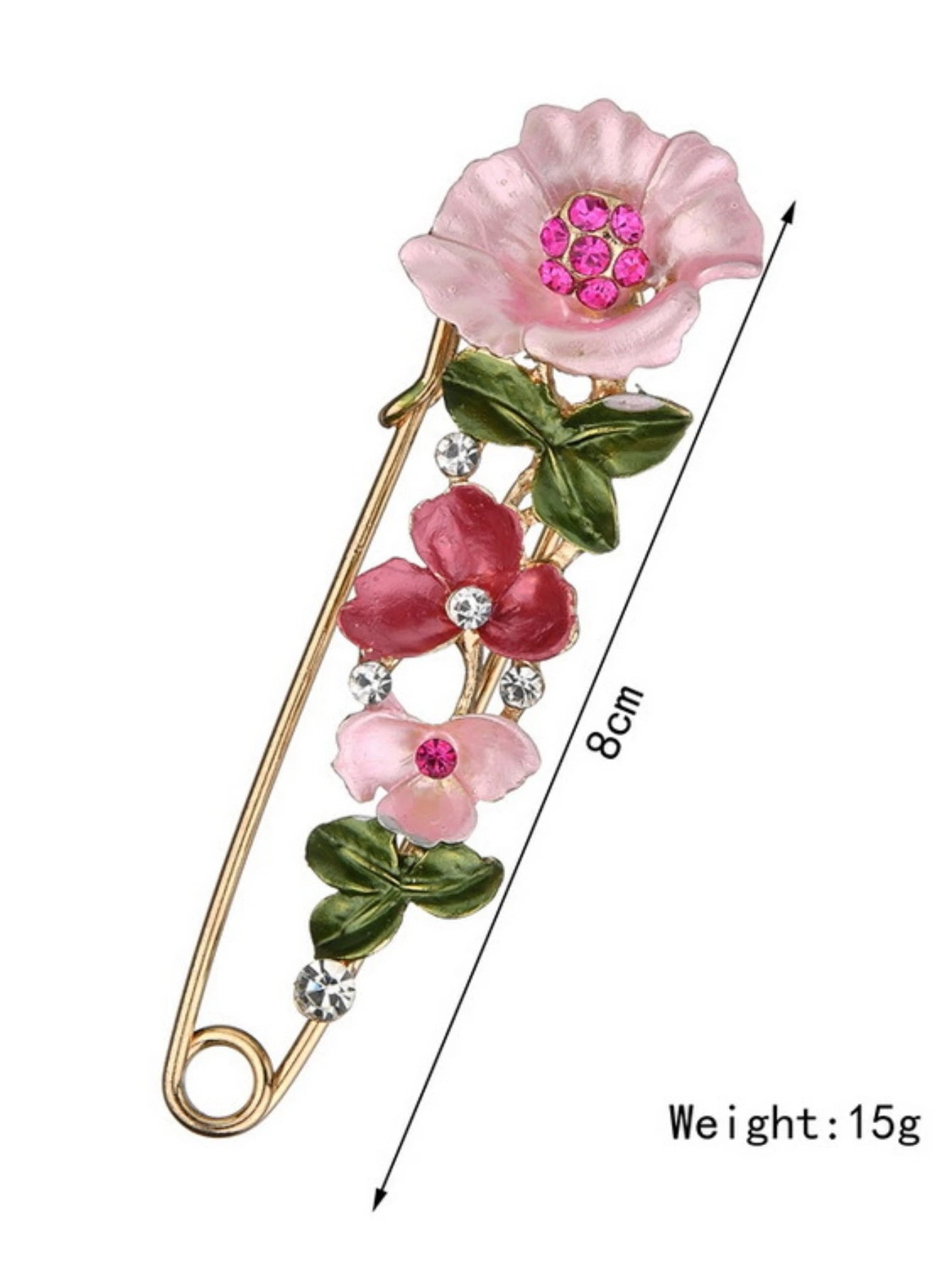Sweet Flower Shape Brooch Pin Inlaid Shiny Rhinestones All-match Versatile Corsage Accessories