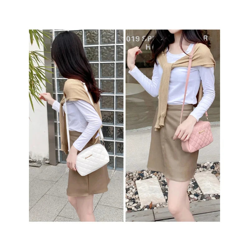 2025 tassel women's small crossbody bag trend diamond grid embroidery camera women's shoulder bag fashion chain crossbody bag