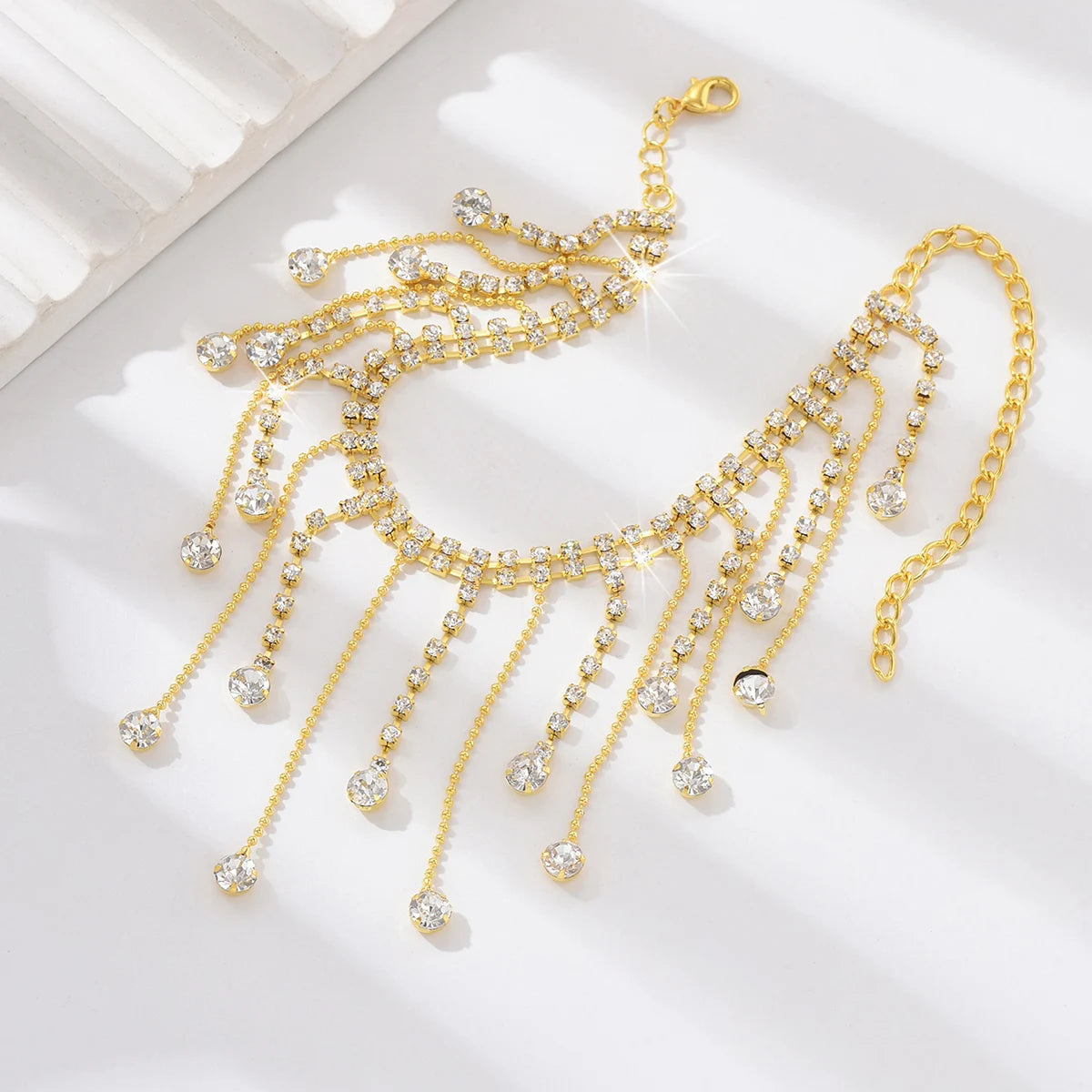2pcs European and American Exaggerated Long Paragraph Inlaid Rhinestone Water Drop Ladies Earrings Banquet Wedding Gift