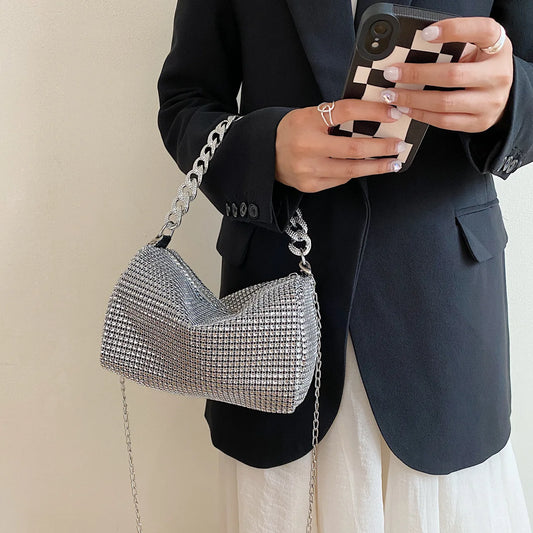 2024 New Bags Popular  Version Handbags Fashion Trend Bright Diamond Messenger Niche