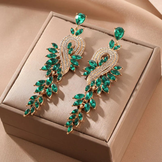 Women's fashionable tassel leaf earrings with retro phoenix pattern design for women