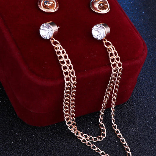 1pc minimalist and fashionable rhinestone tassel double-layer chain men's brooch shirt collar accessory