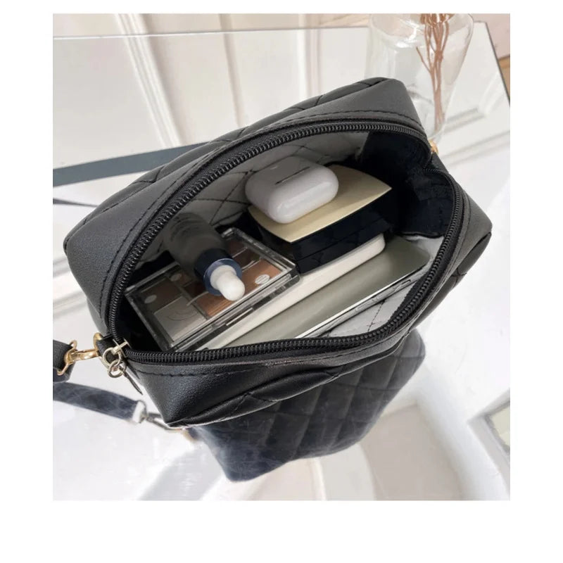 2025 tassel women's small crossbody bag trend diamond grid embroidery camera women's shoulder bag fashion chain crossbody bag