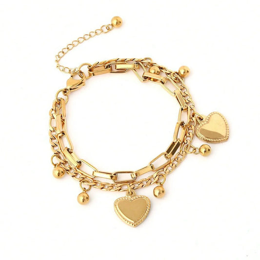 1PC Women's Fashion Trend Multi layer Steel Ball Bean Love Bracelet Travel, Date, Banquet, Party, Festival Gift